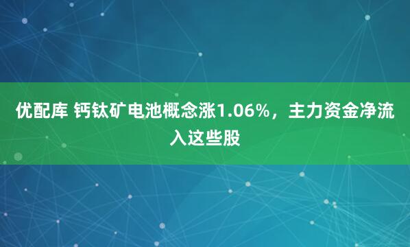 优配库 钙钛矿电池概念涨1.06%，主力资金净流入这些股
